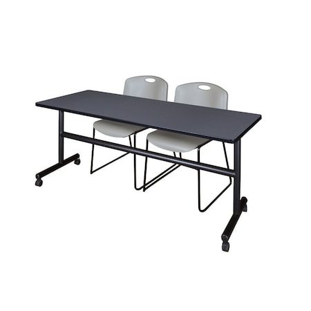 Kobe Rectangle Tables > Nesting Tables > Kobe Flip Top Table & Chair Sets, 72 W, 24 L, 29 H, Grey MKFT7224GY44GY
